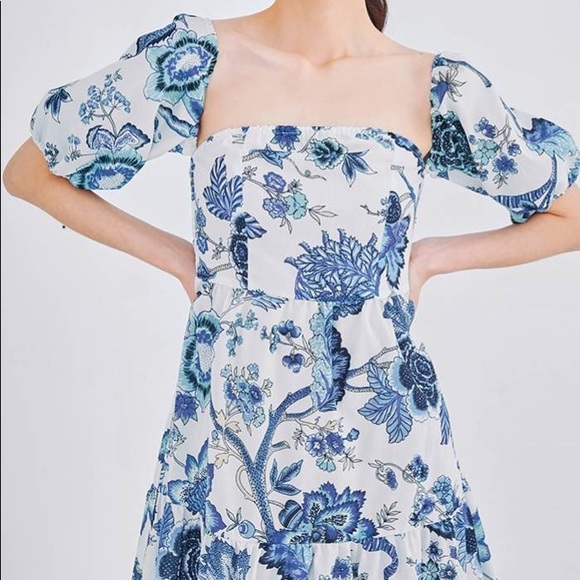 Boho Gypsy Floral Bardot Belted Ruffle Hem Dress - Picture 7 of 7